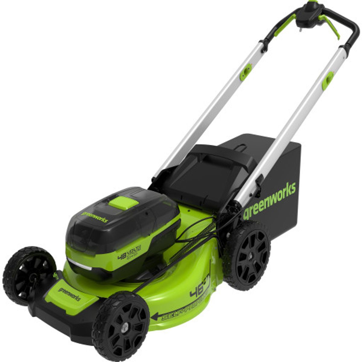 Greenworks plæneklipper 24V, 46 cm, med batterier og lader