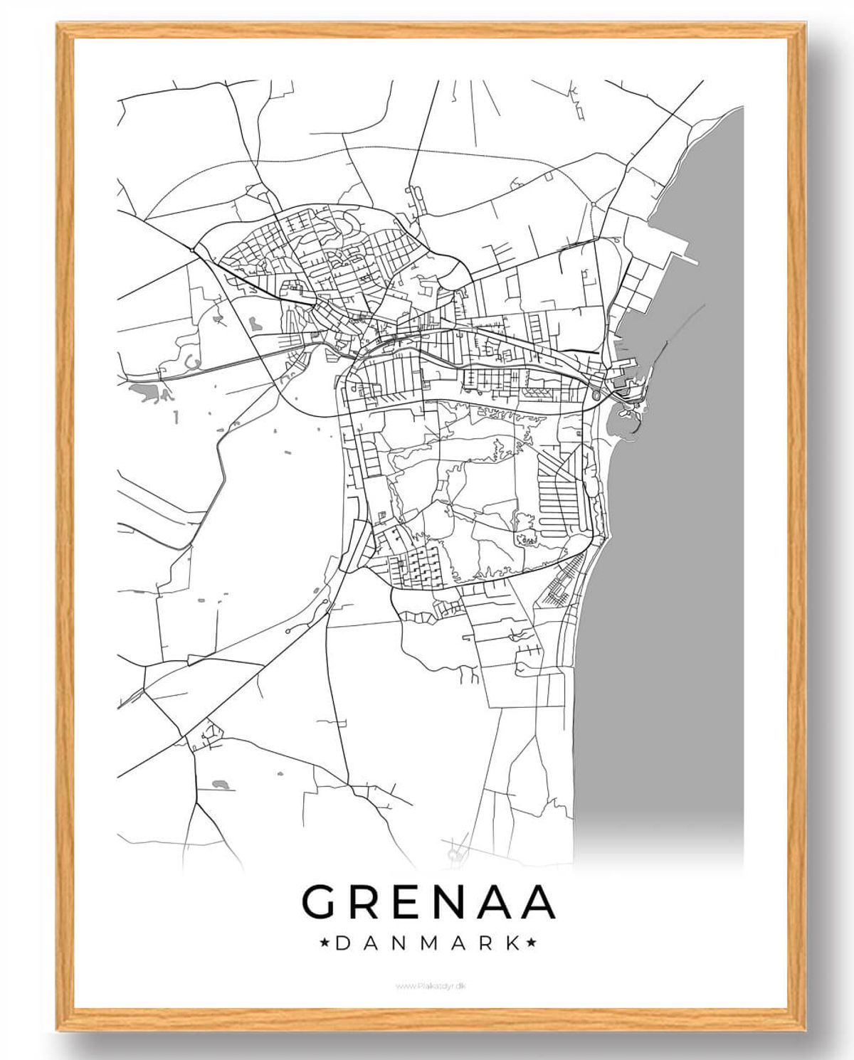 Grenaa by plakat - hvid (Størrelse: L - 50x70cm (B2))