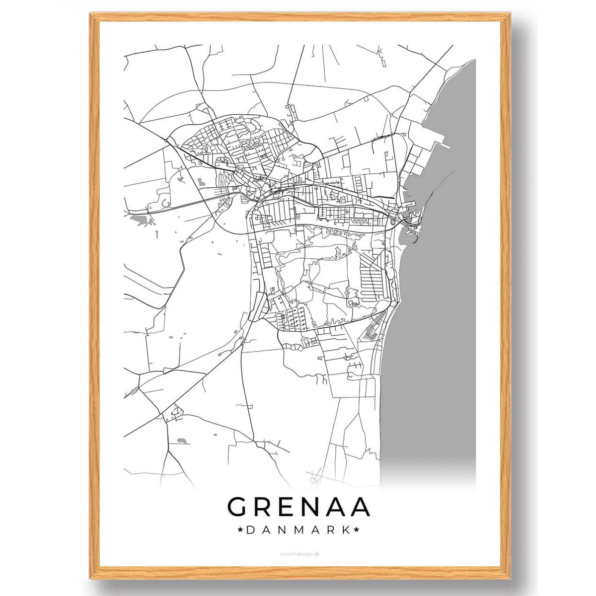 Grenaa by plakat - hvid (Størrelse: M - 30x40cm)