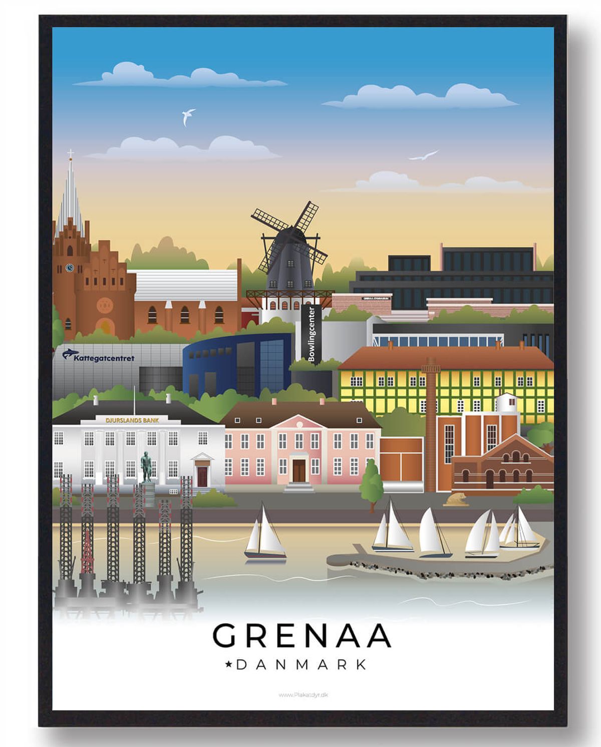 Grenaa byplakat (RESTPARTI) (Størrelse: L - 50x70cm (B2))