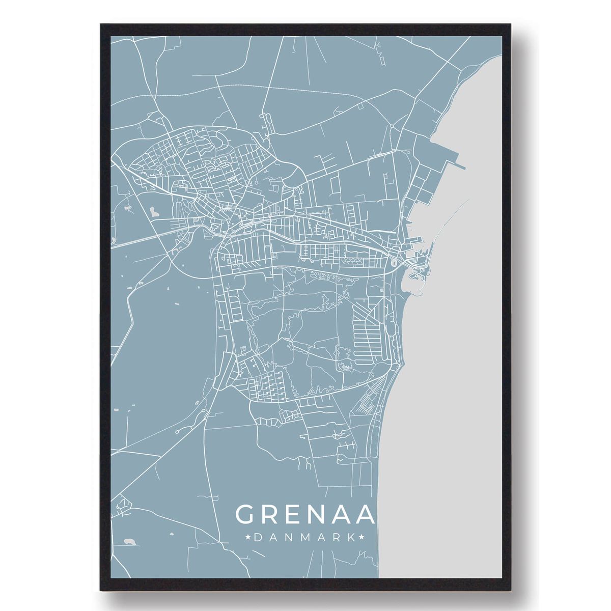 Grenaa plakat - lyseblå (Størrelse: L - 50x70cm (B2))