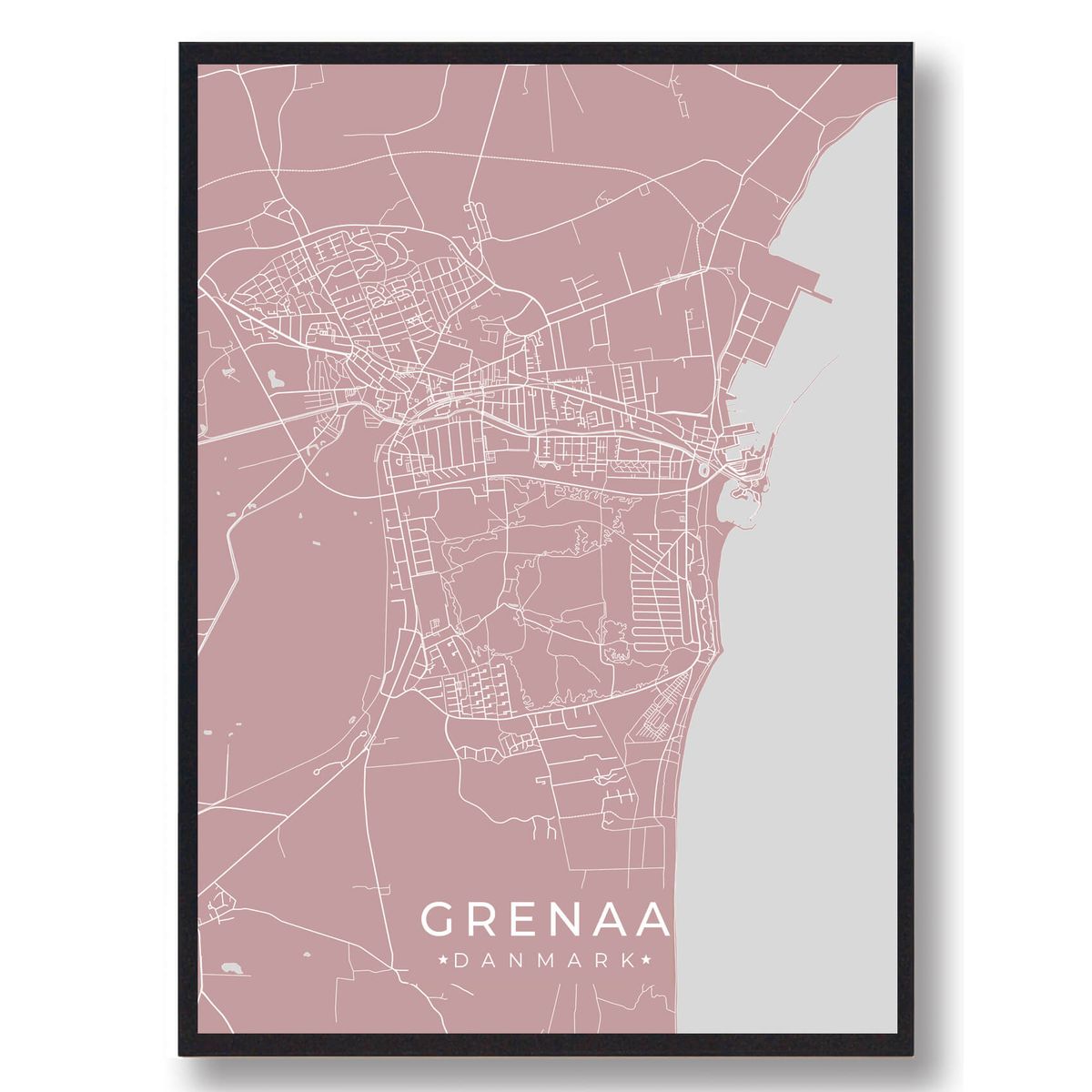 Grenaa plakat - rosa (Størrelse: S - 21x29,7cm (A4))