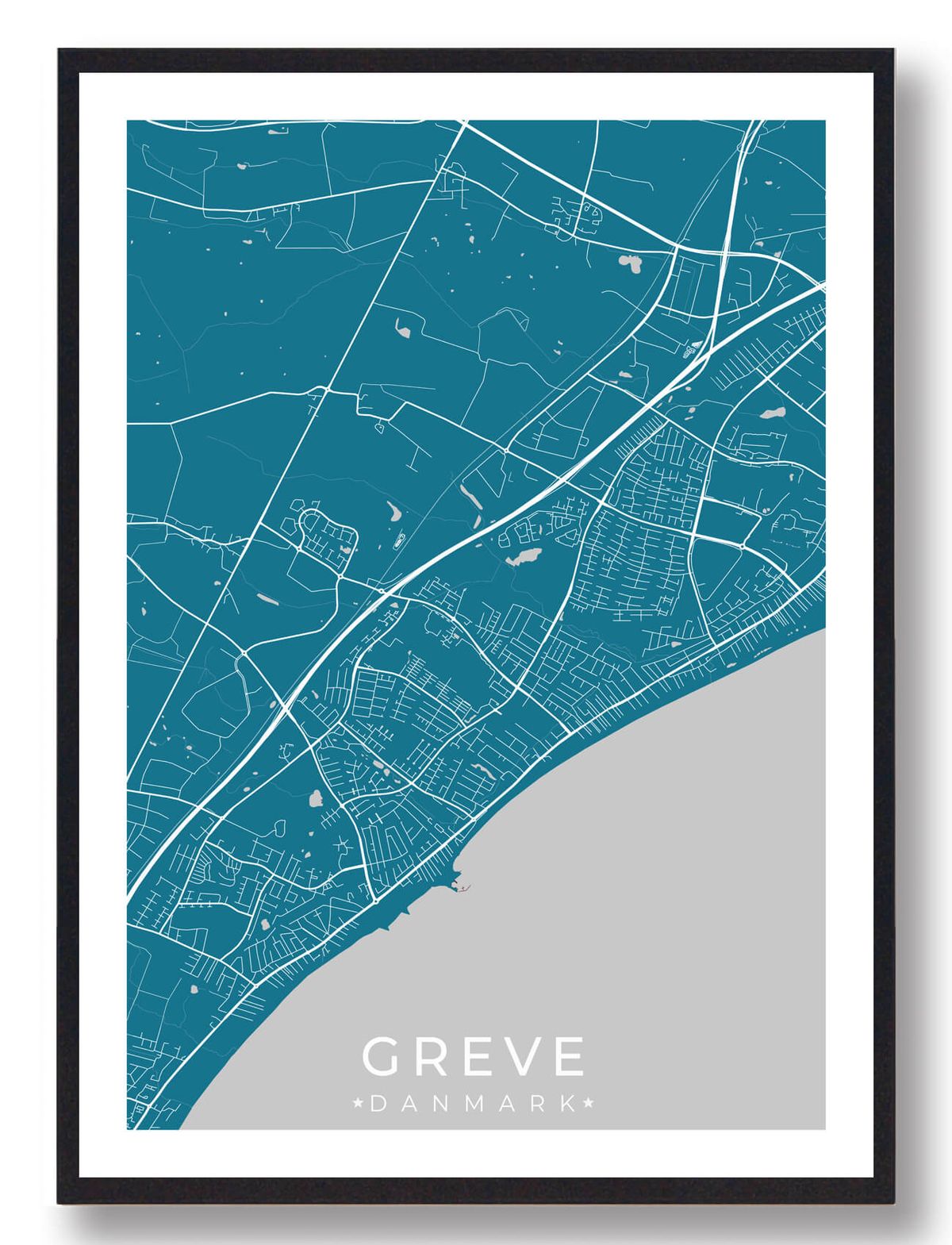 Greve by plakat - blå (Størrelse: L - 50x70cm (B2))