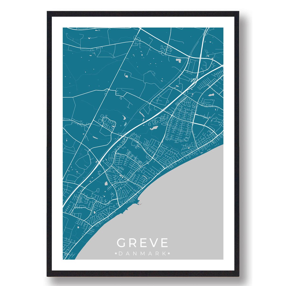 Greve by plakat - blå (Størrelse: XS - 15x21cm (A5))