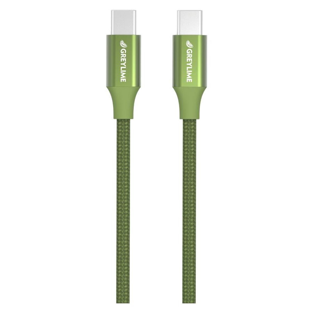 GreyLime Braided USB-C til USB-C 60W PD Kabel Grøn 1 m