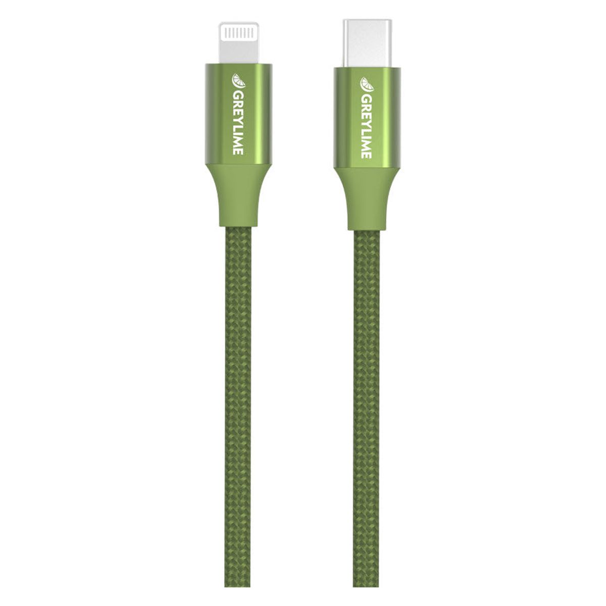 GreyLime Flettet USB-C til MFi Lightning Kabel Grøn 2 m