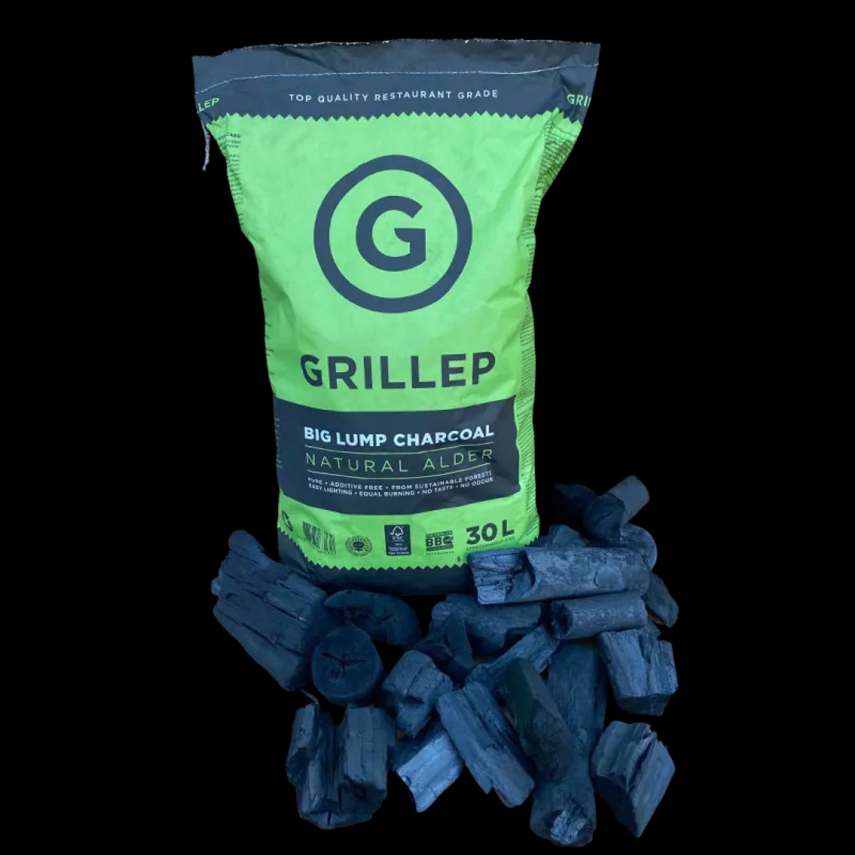 GrillEP Big Lump Charcoal Natural Alder, 100% Fsc - Trækul