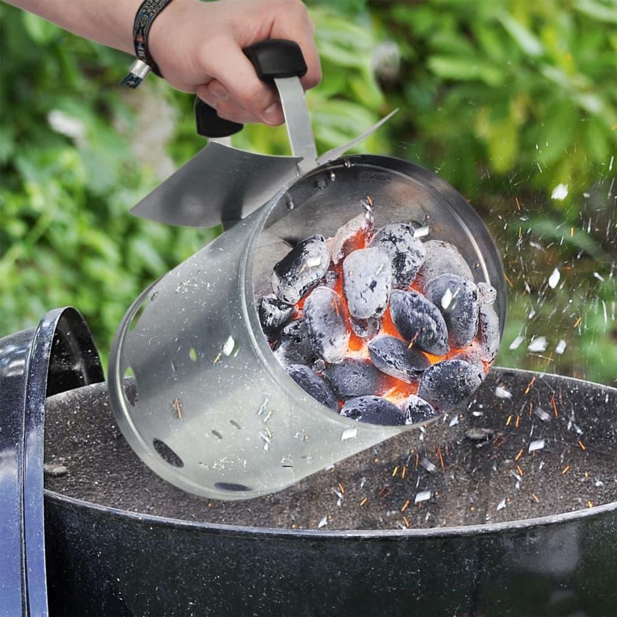 grillstarter med håndtag 16,5 cm sølvfarvet