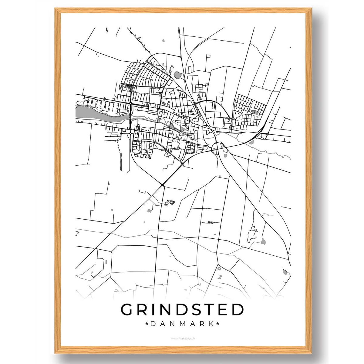 Grindsted by plakat - hvid (Størrelse: S - 21x29,7cm (A4))