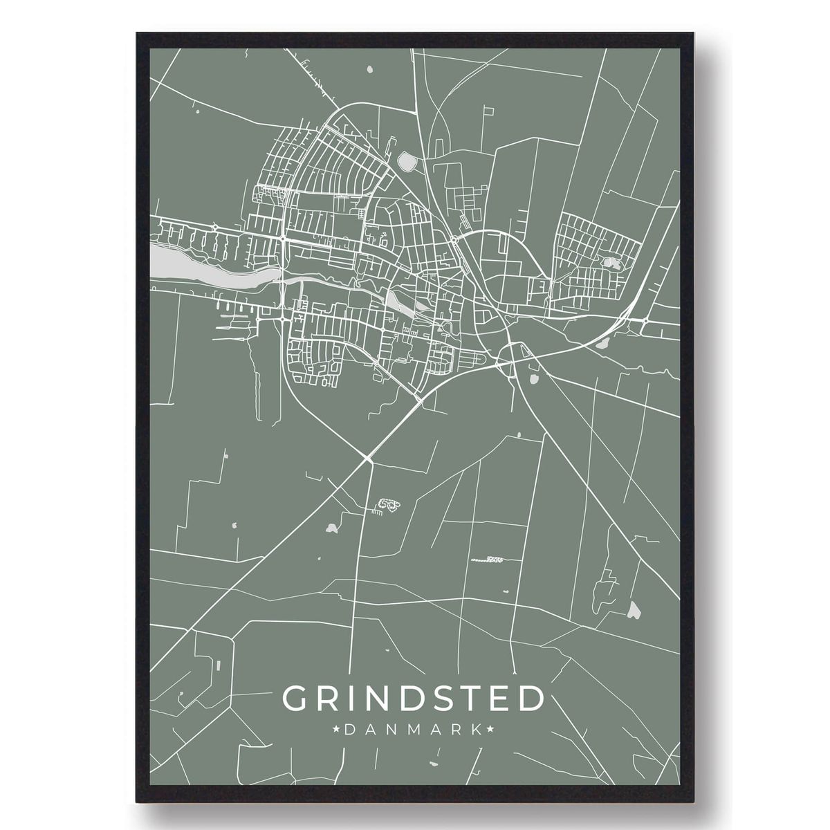 Grindsted plakat - grøn (Størrelse: XS - 15x21cm (A5))