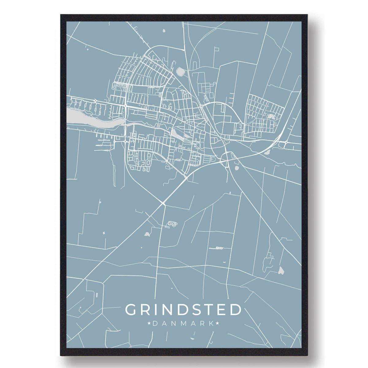 Grindsted plakat - lyseblå (Størrelse: L - 50x70cm (B2))