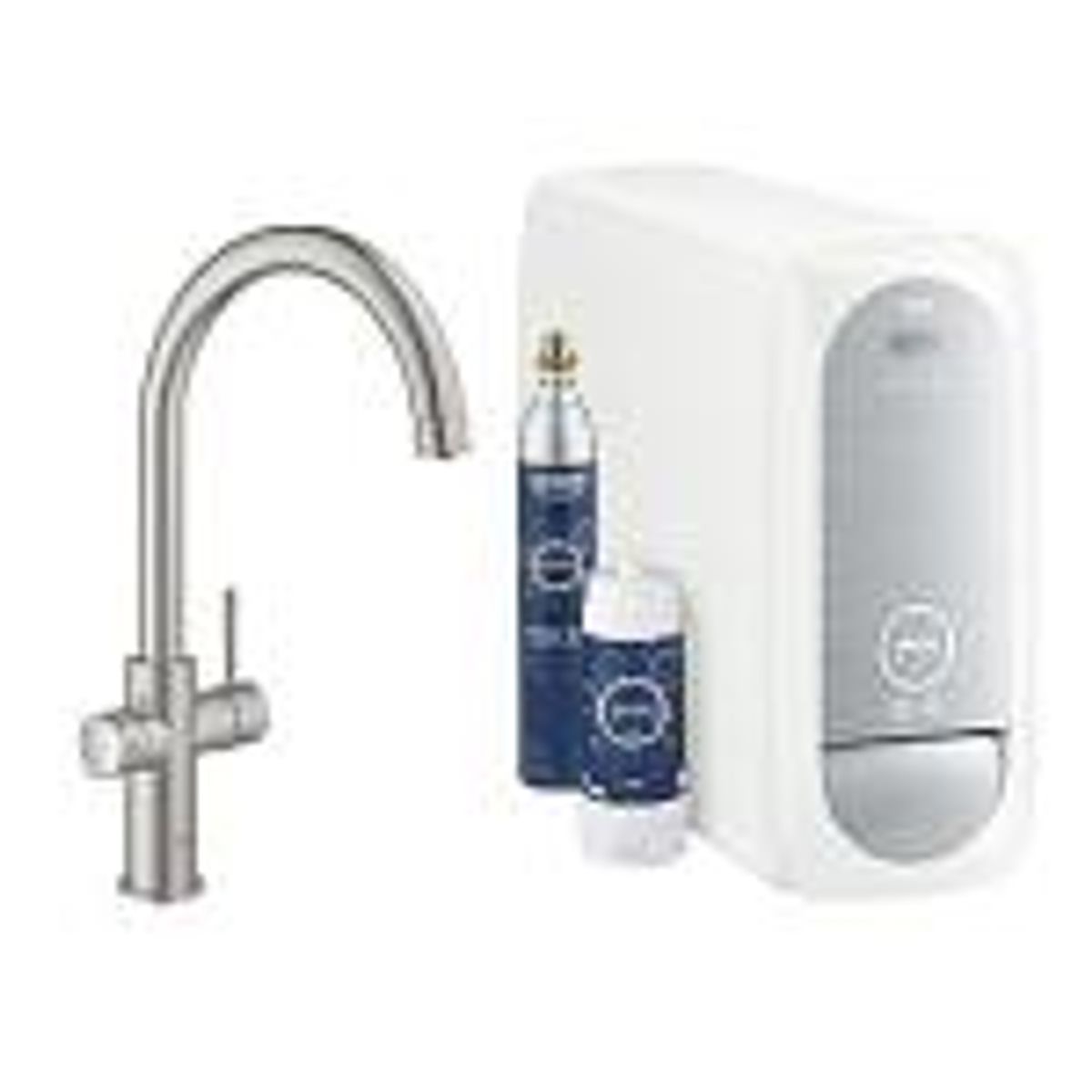 GROHE Blue Home Køkkenarmatur med køler starter kit. C-tud. Supersteel