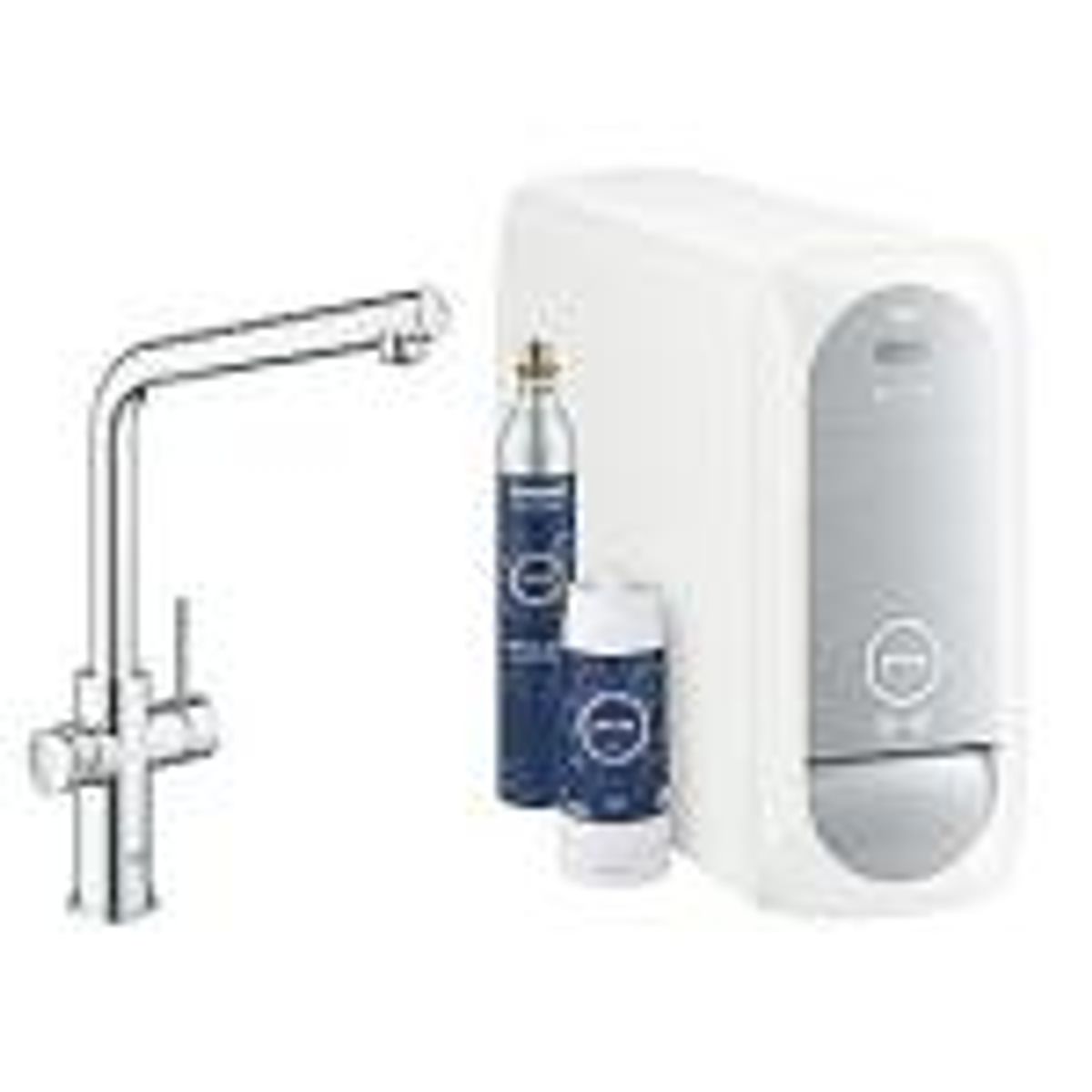 GROHE Blue Home køkkenarmatur med køler starter kit. L-tud. Krom