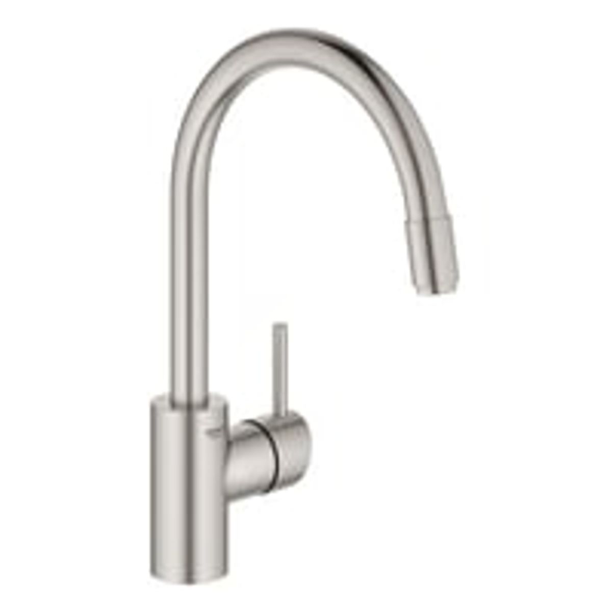 Grohe Concetto Zero kkkenarmatur med udtrk, C-tud, 1-grebs, Supersteel