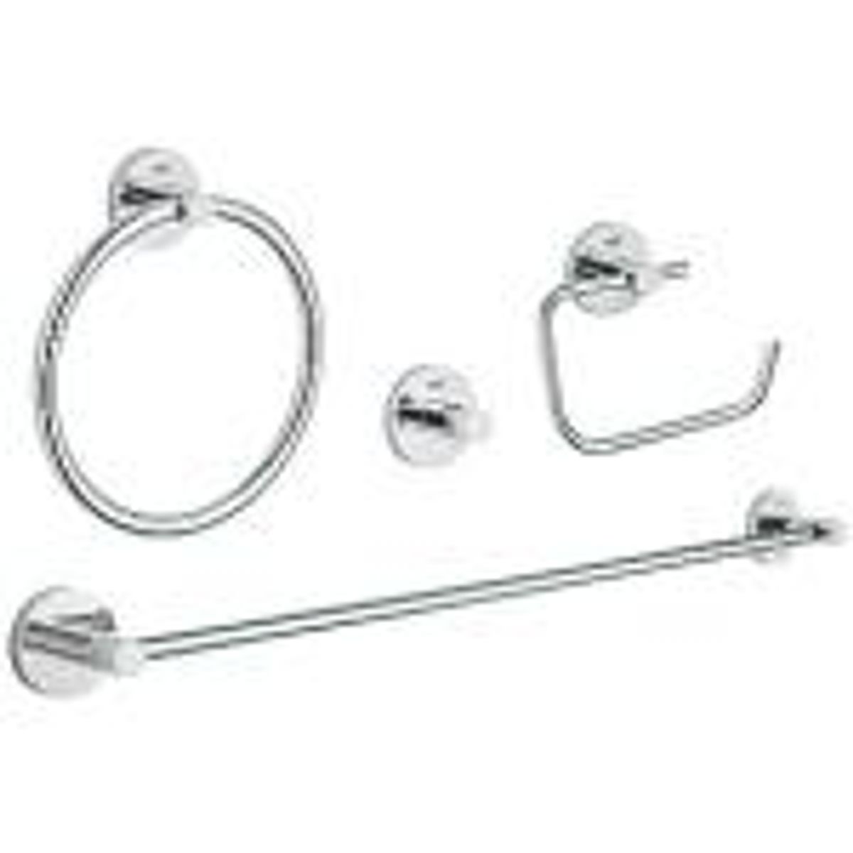 GROHE Essentials tilbehørssæt 4 i 1, håndklædestang -ring, krog, papirholder