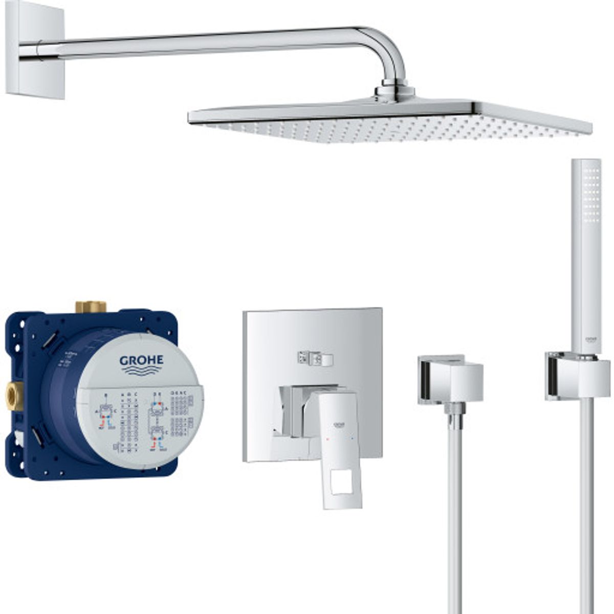 GROHE EUROCUBE etgrebsbatteri 158x158/ø310mm udv dele m/hoved/hå