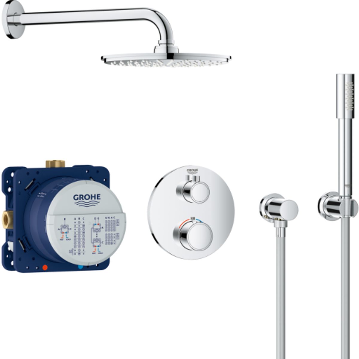 Grohe Grohtherm Rainshower Cosmopolitan 210 brusesæt, krom