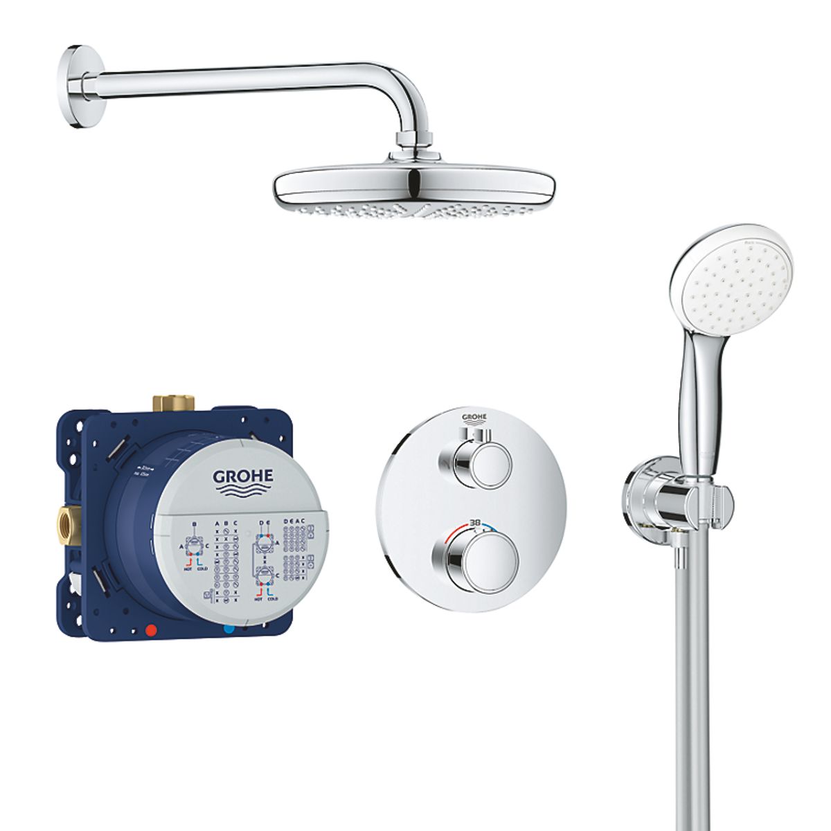 GROHE grohtherm sampak Brusesæt med Tempesta 210 m håndbrus Tempesta 100