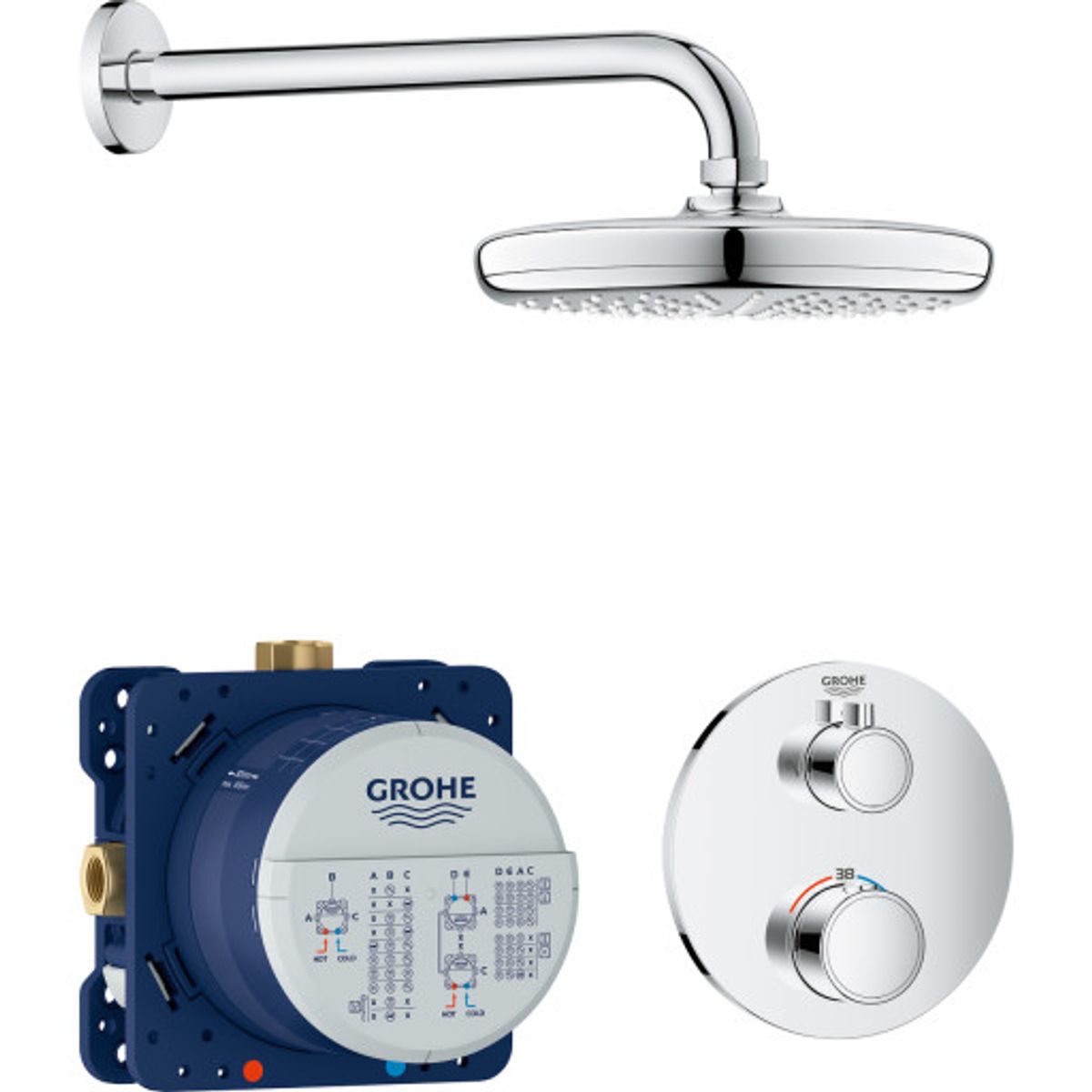 GROHE Grohtherm sampak indbyg 210 mm bruser rund uden håndbrus