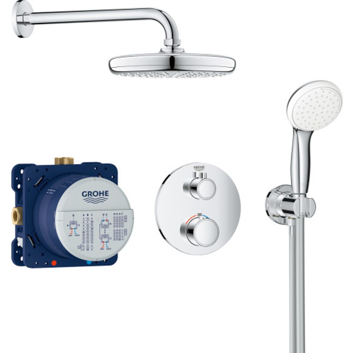 Grohe Grohtherm Tempesta 210 brusesæt, krom