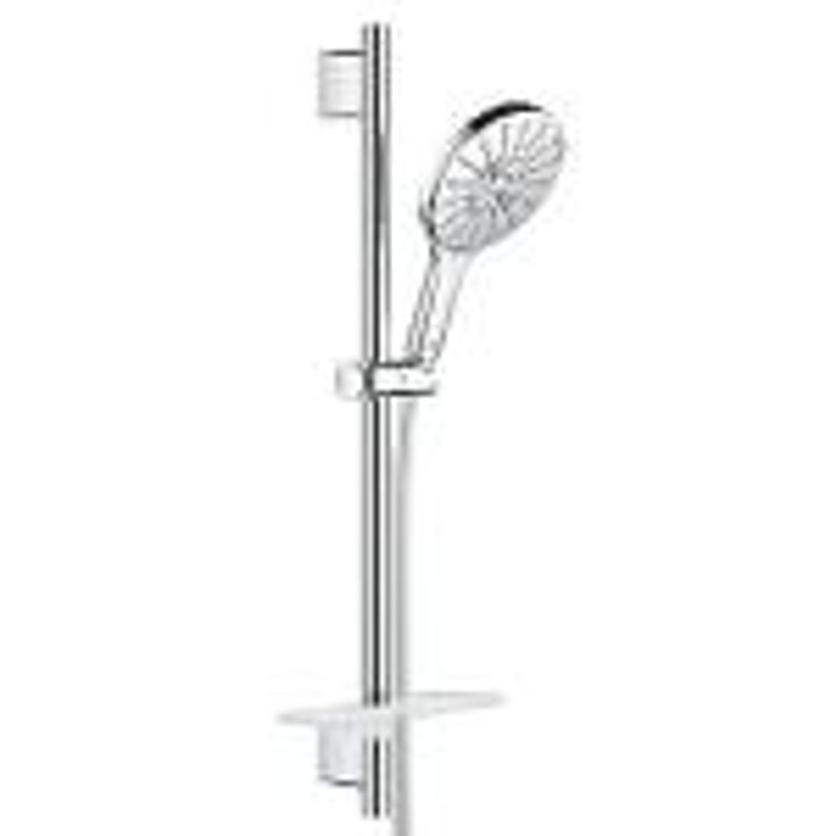 GROHE Rainshower SmartActive CUBE brusestangsæt 3 sprays, Brusestang 600 mm, med vægholdere, Silverflex bruseslange