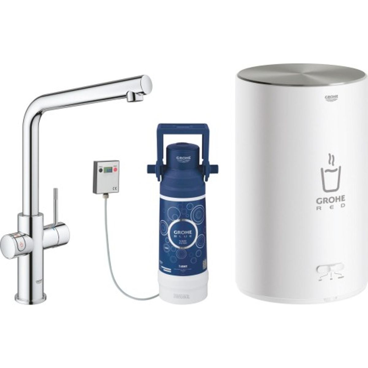 Grohe Red Duo køkkenarmatur, 3 liters kedel, krom