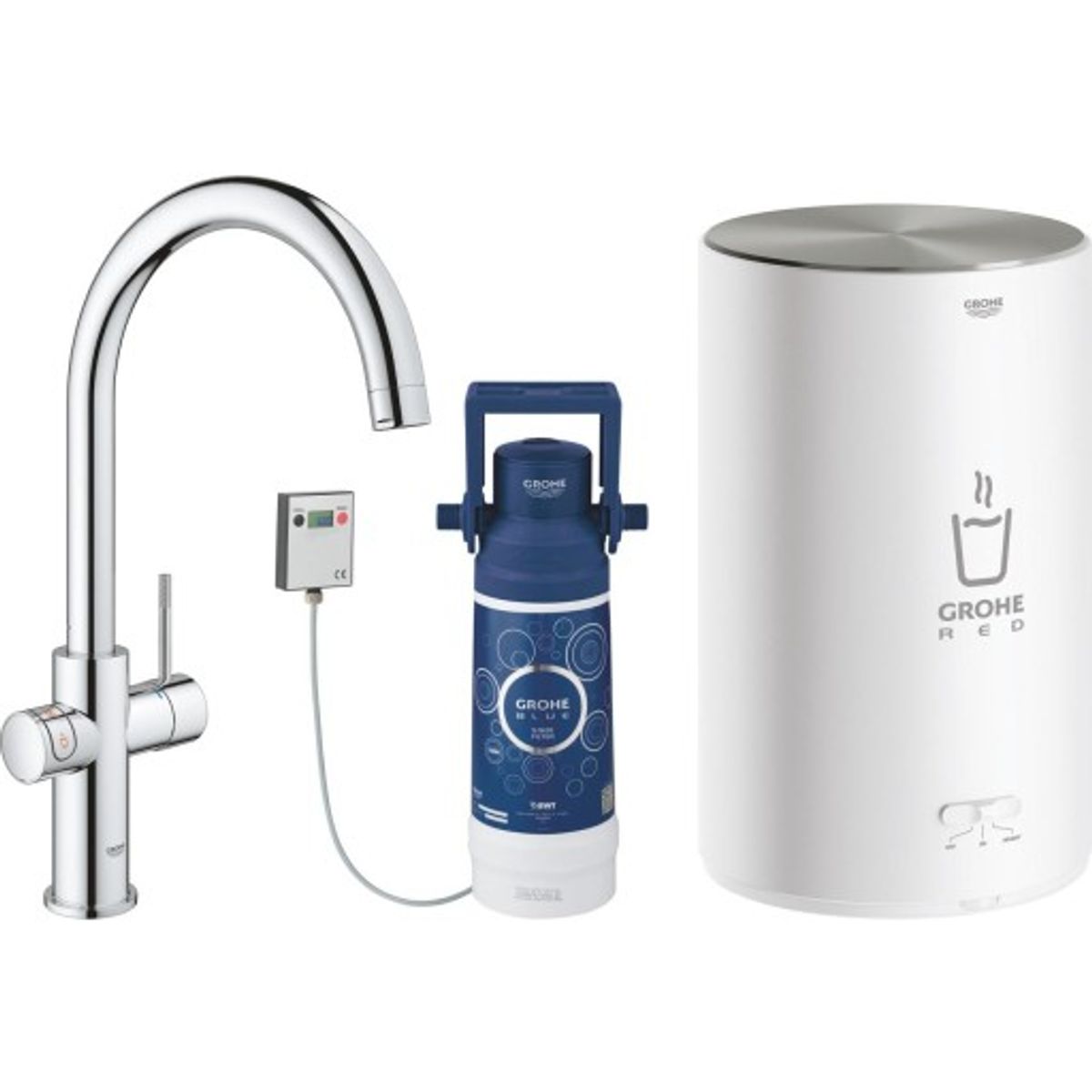 Grohe Red Duo køkkenarmatur, 3 liters kedel, krom