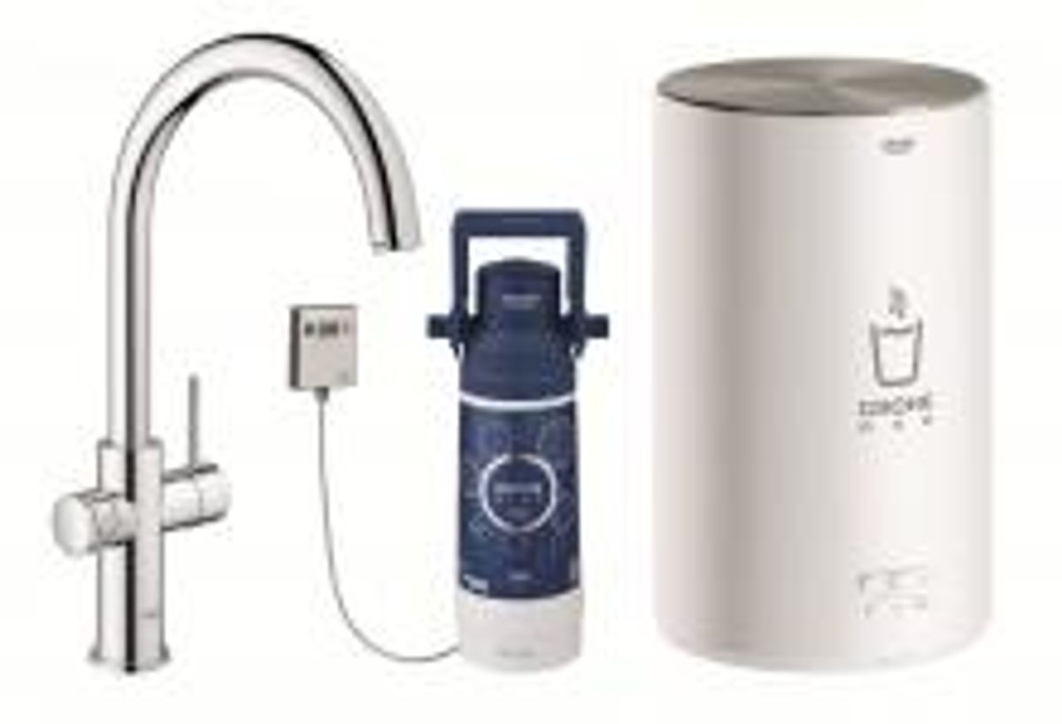 GROHE Red II Duo Køkkenarmatur med C-tud kedel i størrelse M. Med rund kedel