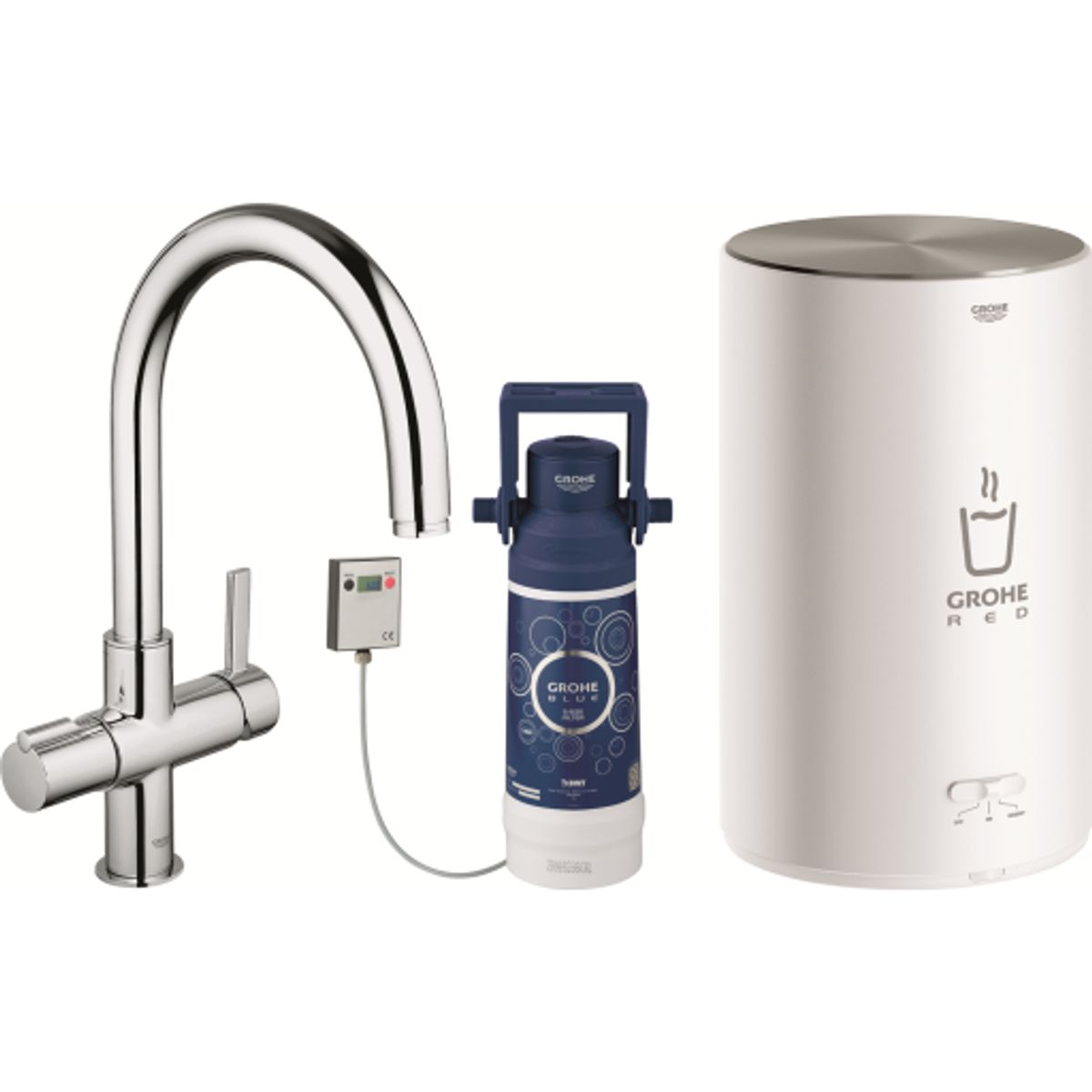 Grohe Red Nordic køkkenarmatur, 3-liters kedel, krom