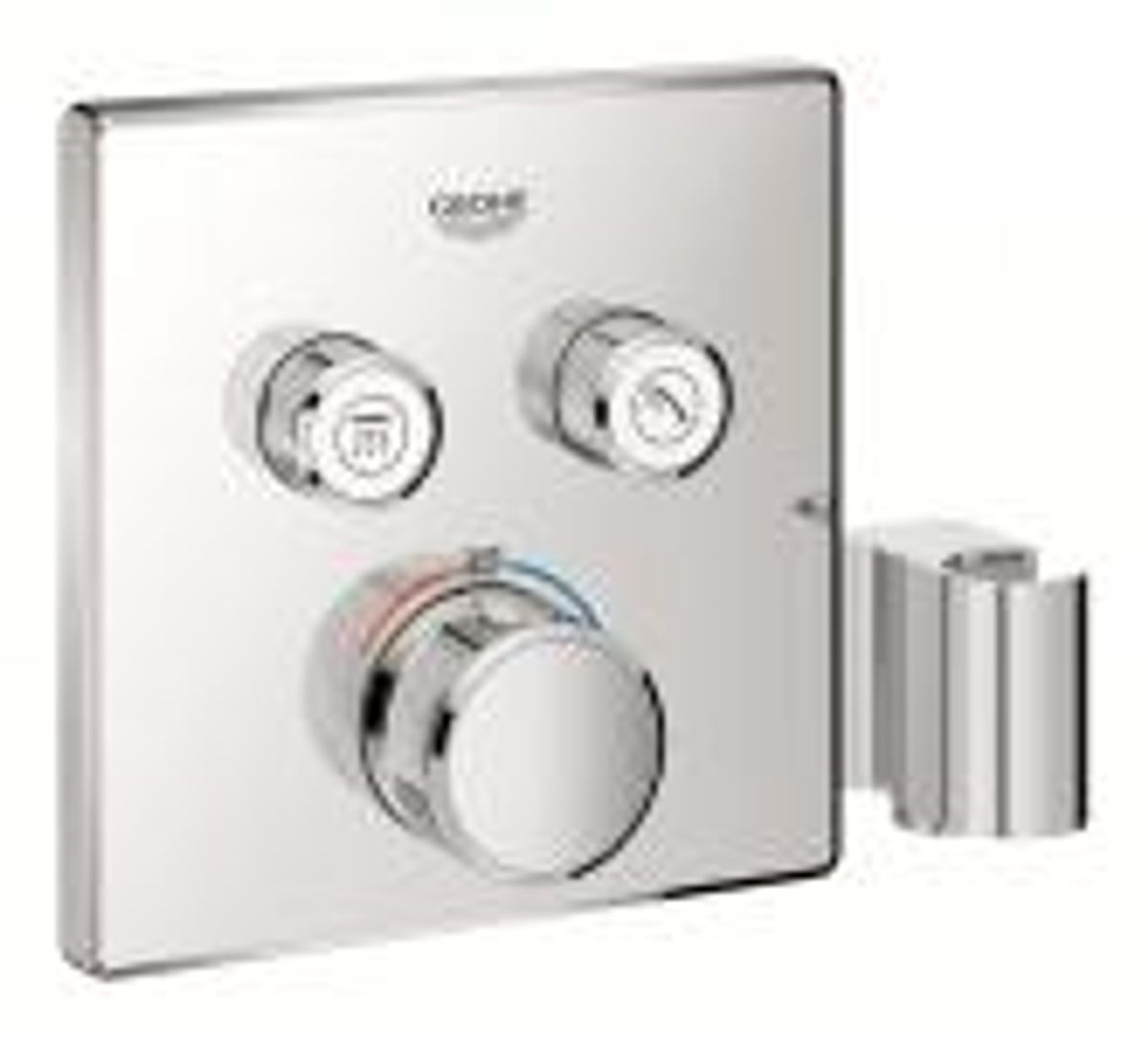 Grohe Smartcontrol termostat indbygning med 2 funktioner og bruseholder. Firkantet