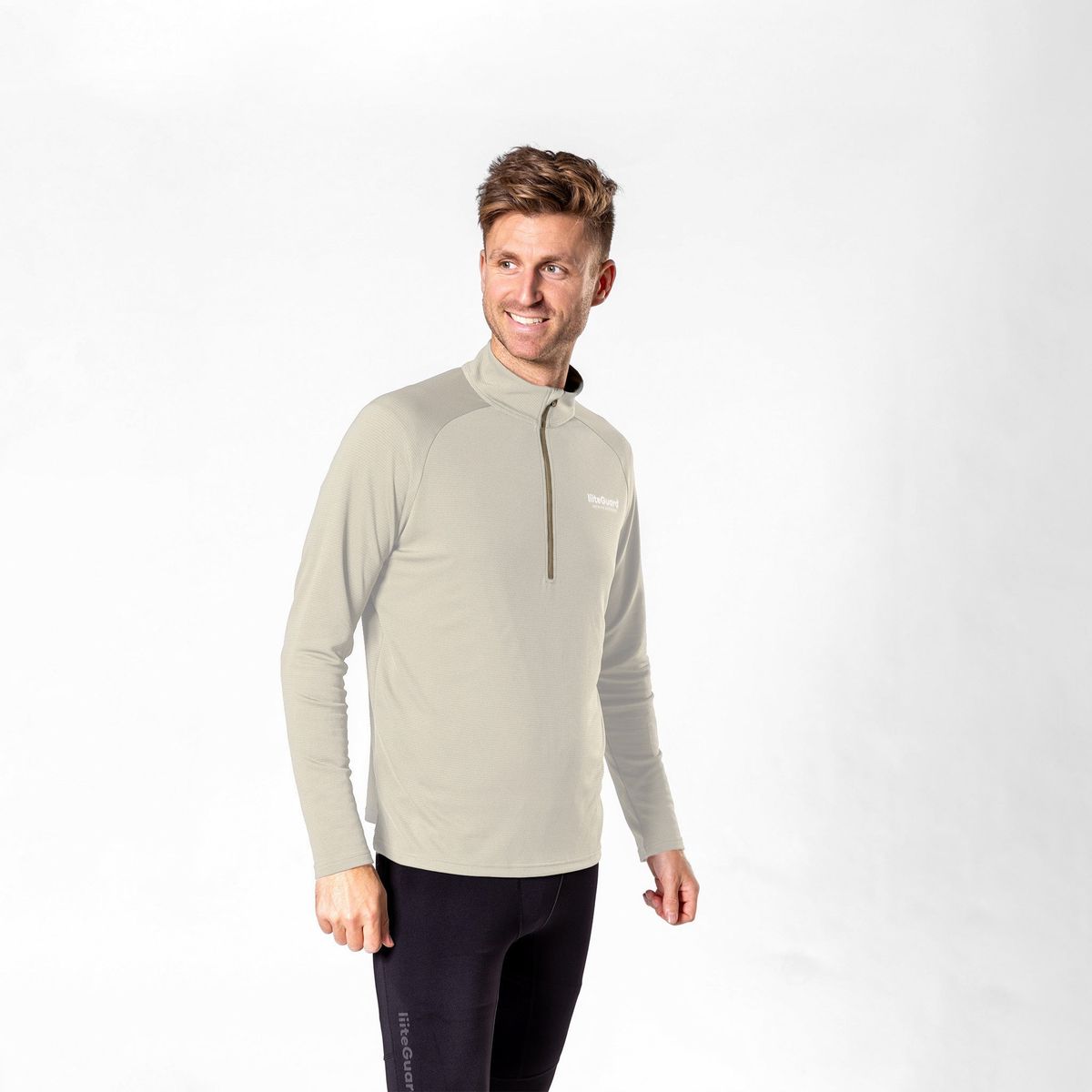 GROUND-TECH 1/4 ZIP SHIRT (MEN) - Beige