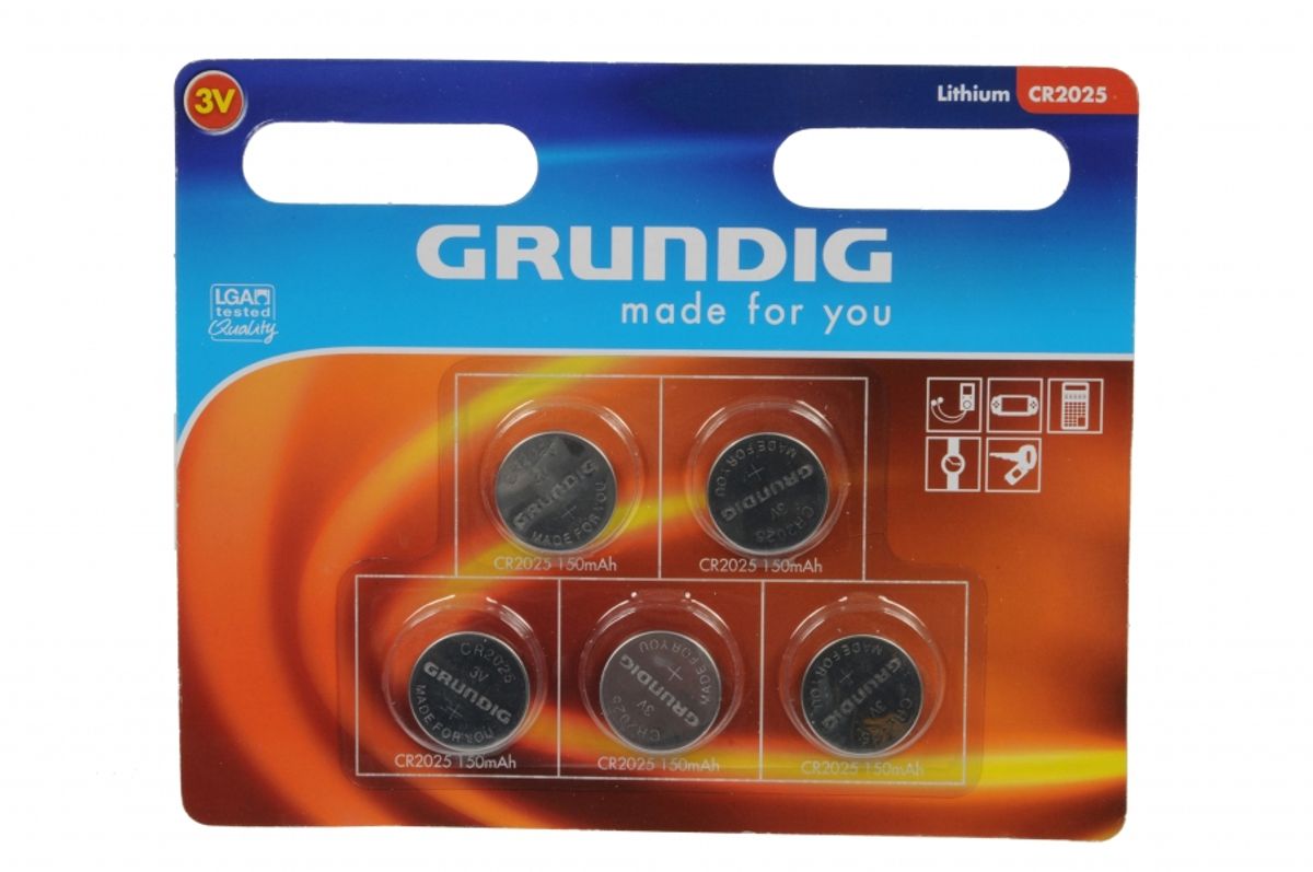 Grundig, Lithium CR2025, 3V, 5 stk