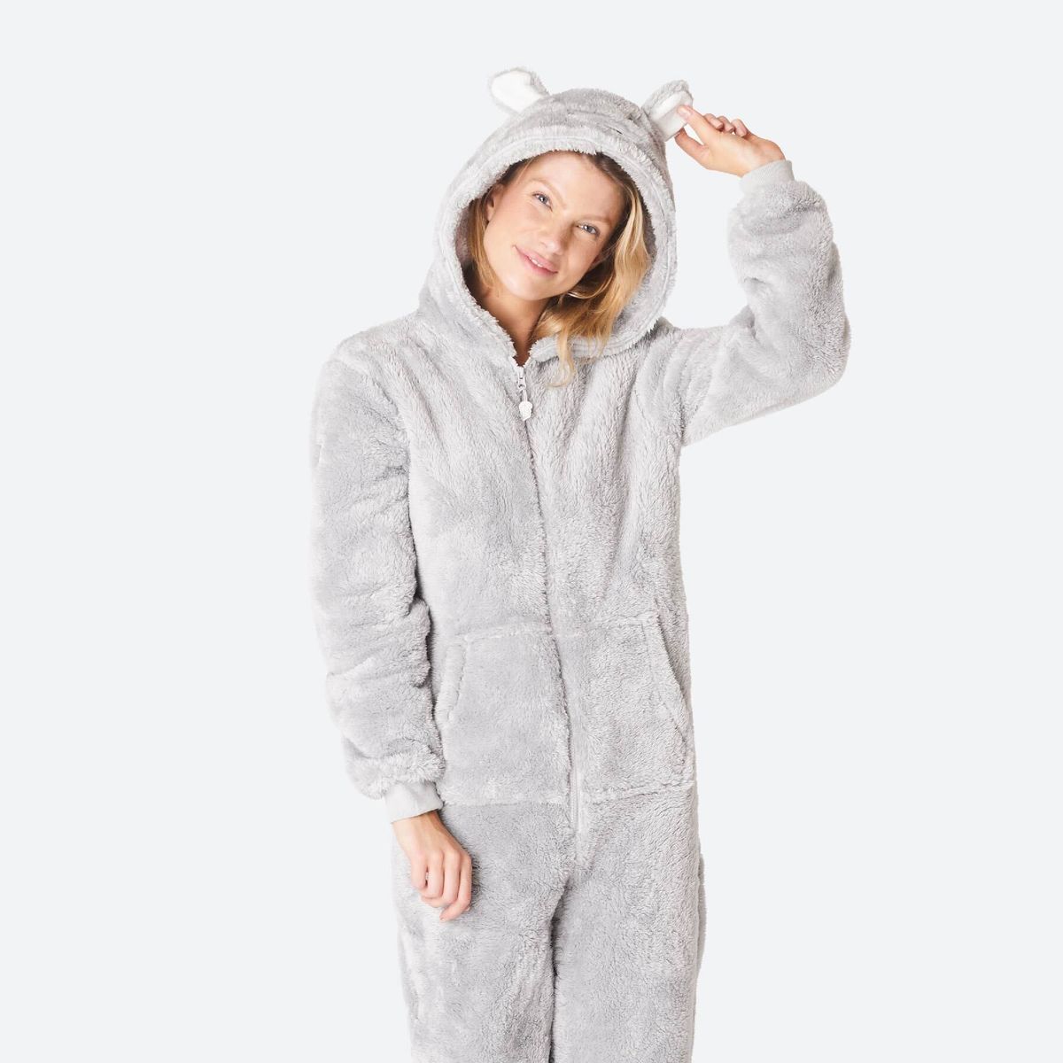 Grå Bamsebjørn Onesie Dame