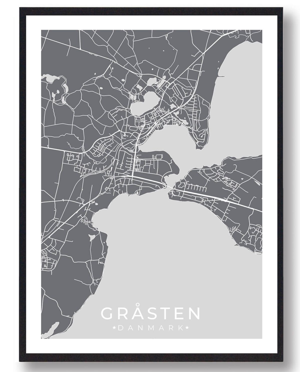 Gråsten by plakat - grå (Størrelse: L - 50x70cm (B2))