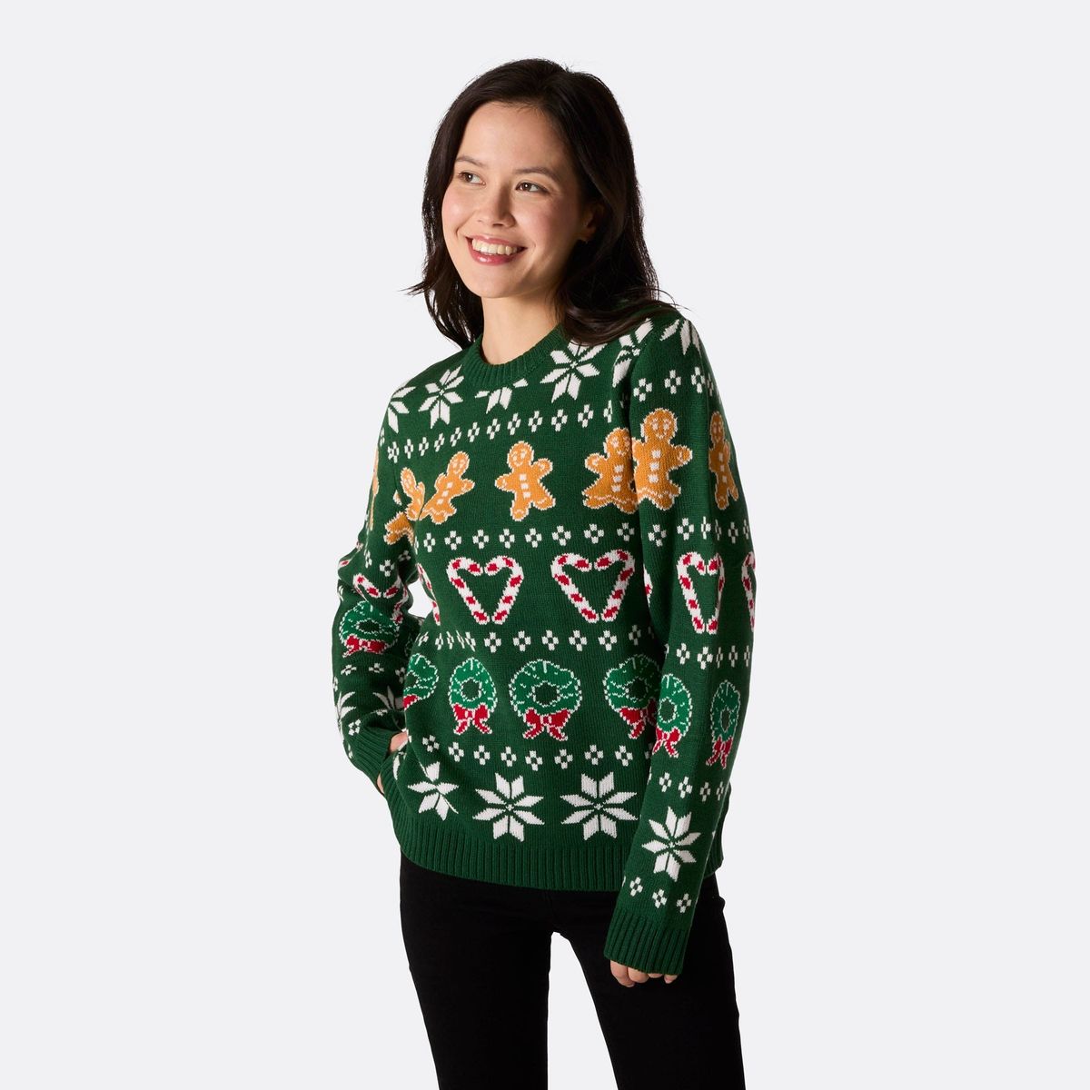 Grøn Familie Julesweater Dame