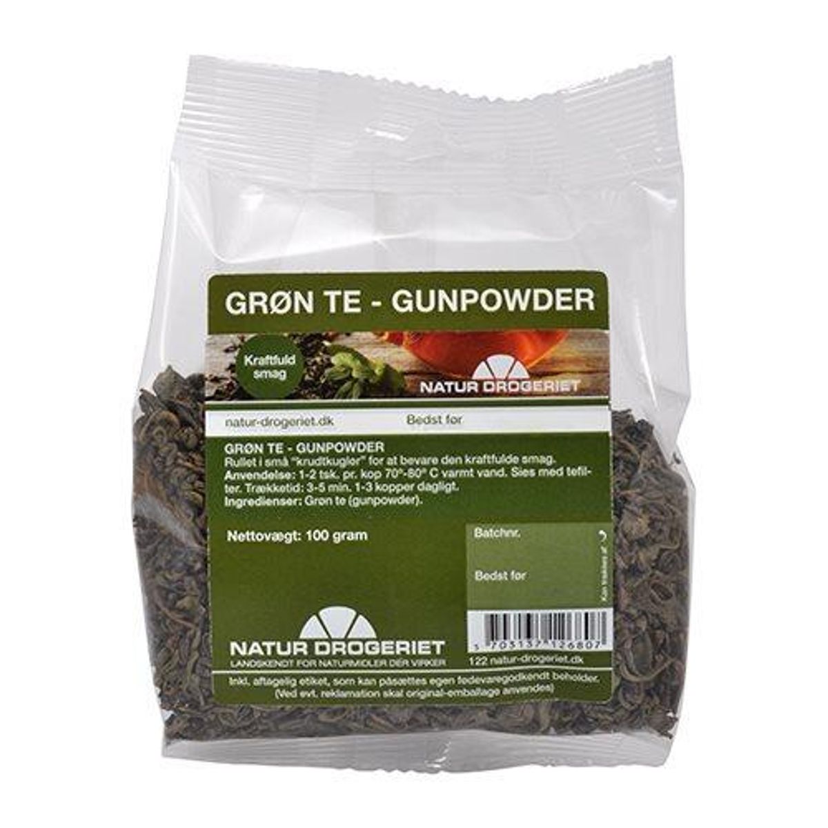 Grøn Gunpowder te, 100g.