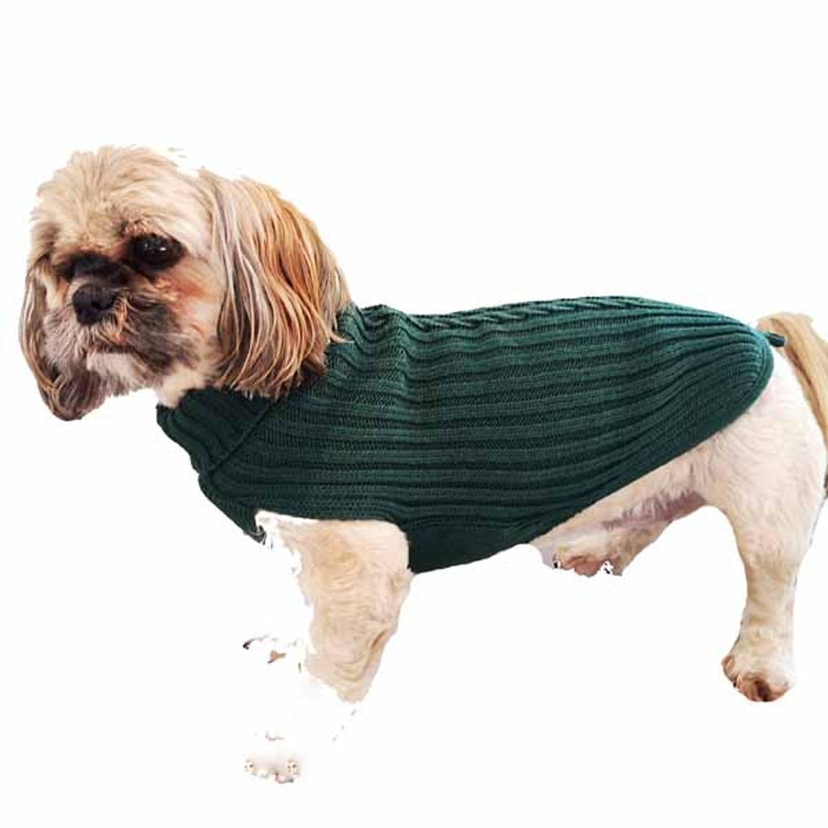 Grøn Hundesweater i merino uld-Ryg 47 cm