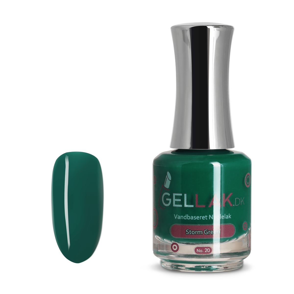 Grøn Vandbaseret Neglelak | "Storm Green" No. 20 | 15 ml | Gellak.dk