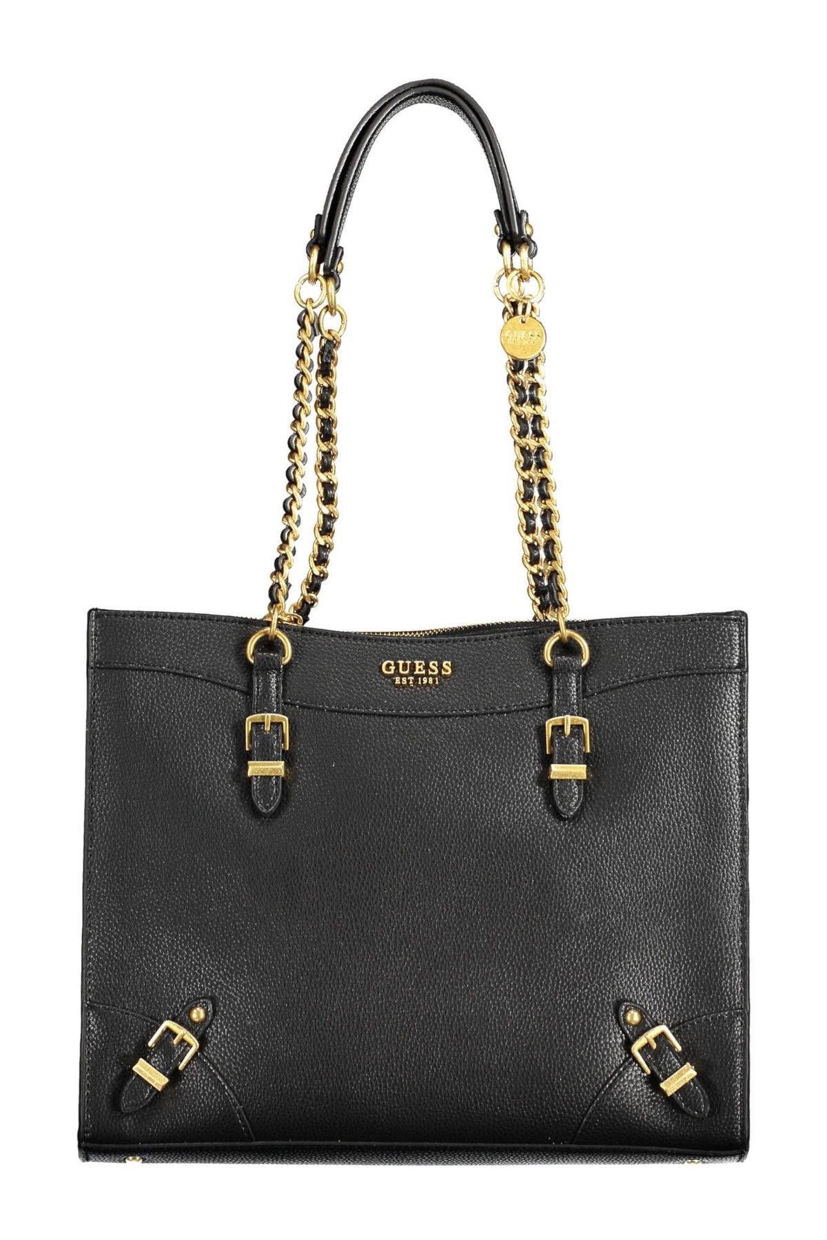 Guess Jeans Chic Black Chain-Strap Shoulder Bag