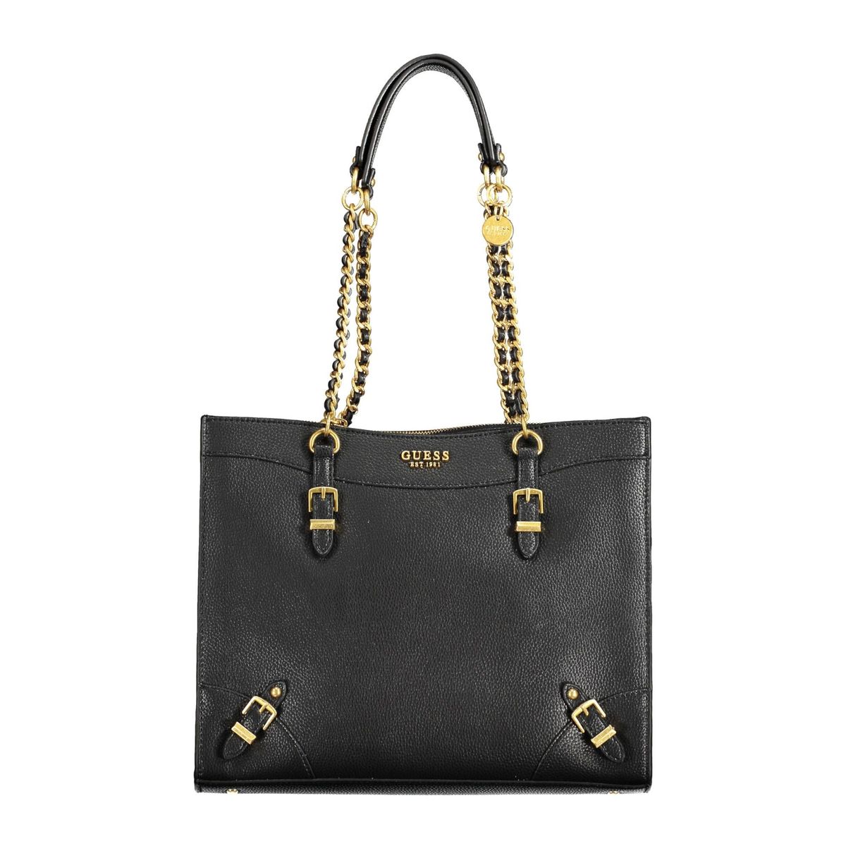 Guess Jeans Chic Black Chain-Strap Shoulder Bag