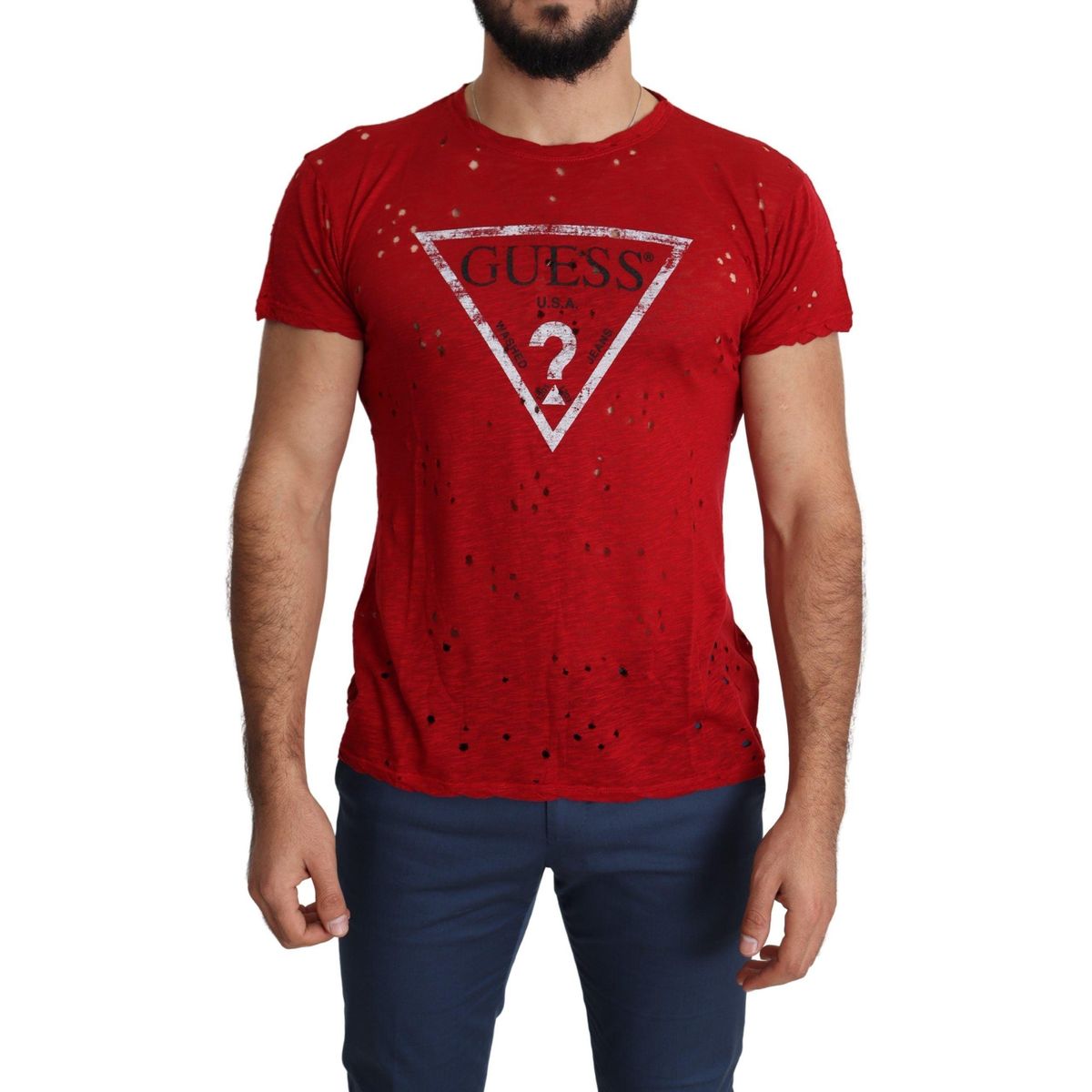 Guess Radiant Red Cotton Tee Perfect For Everyday Style