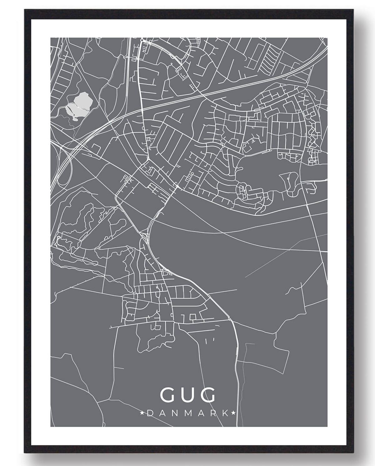 Gug by plakat - grå (Størrelse: L - 50x70cm (B2))