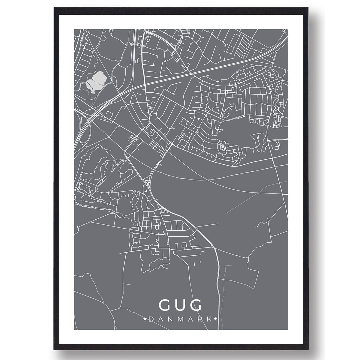 Gug by plakat - grå (Størrelse: M - 30x40cm)