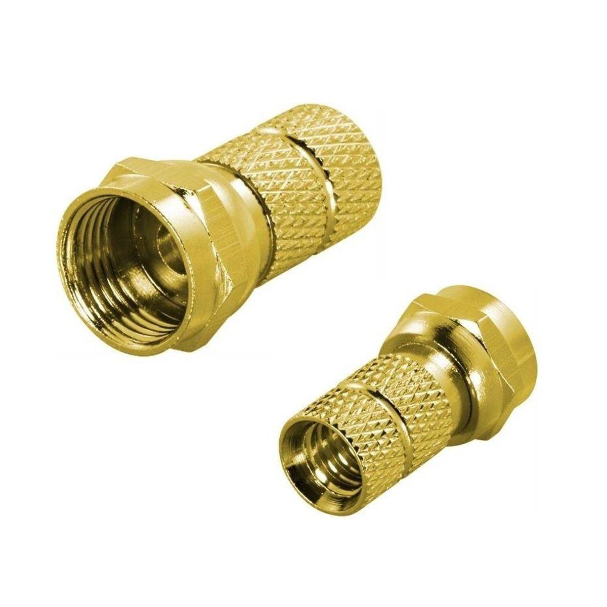 Guldbelagt F-stik connector (han), 6,2mm antennekabel, skruemontering - Livstidsgaranti