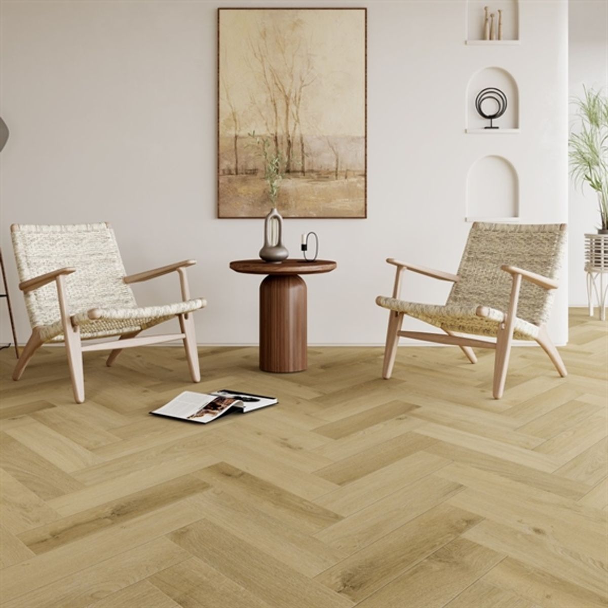 Gulvcenteret Herringbone Luxury Design Dryback - 823001 Light Oak