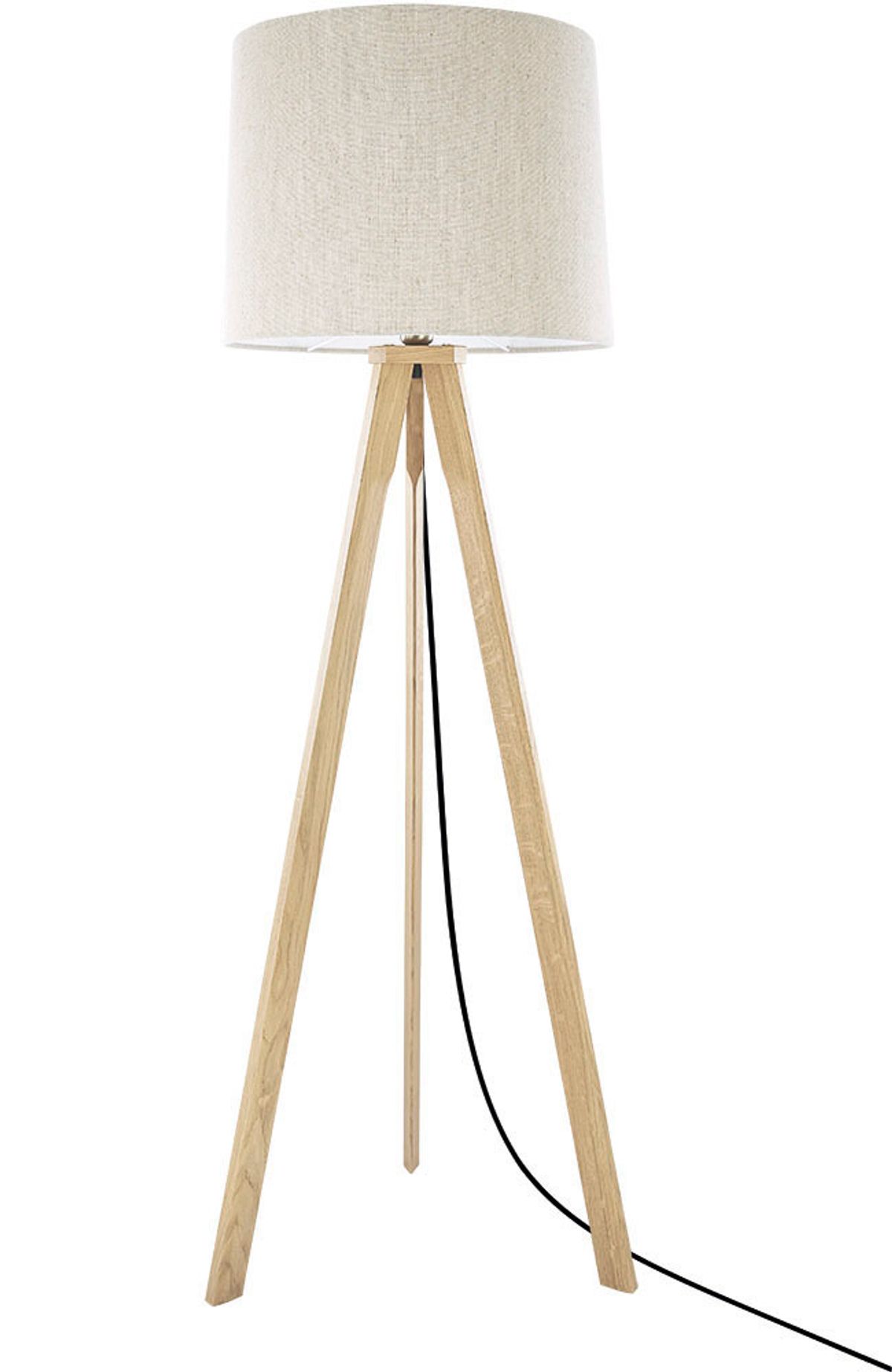 Gulvlampe eg natur med beige skærm Herzblut