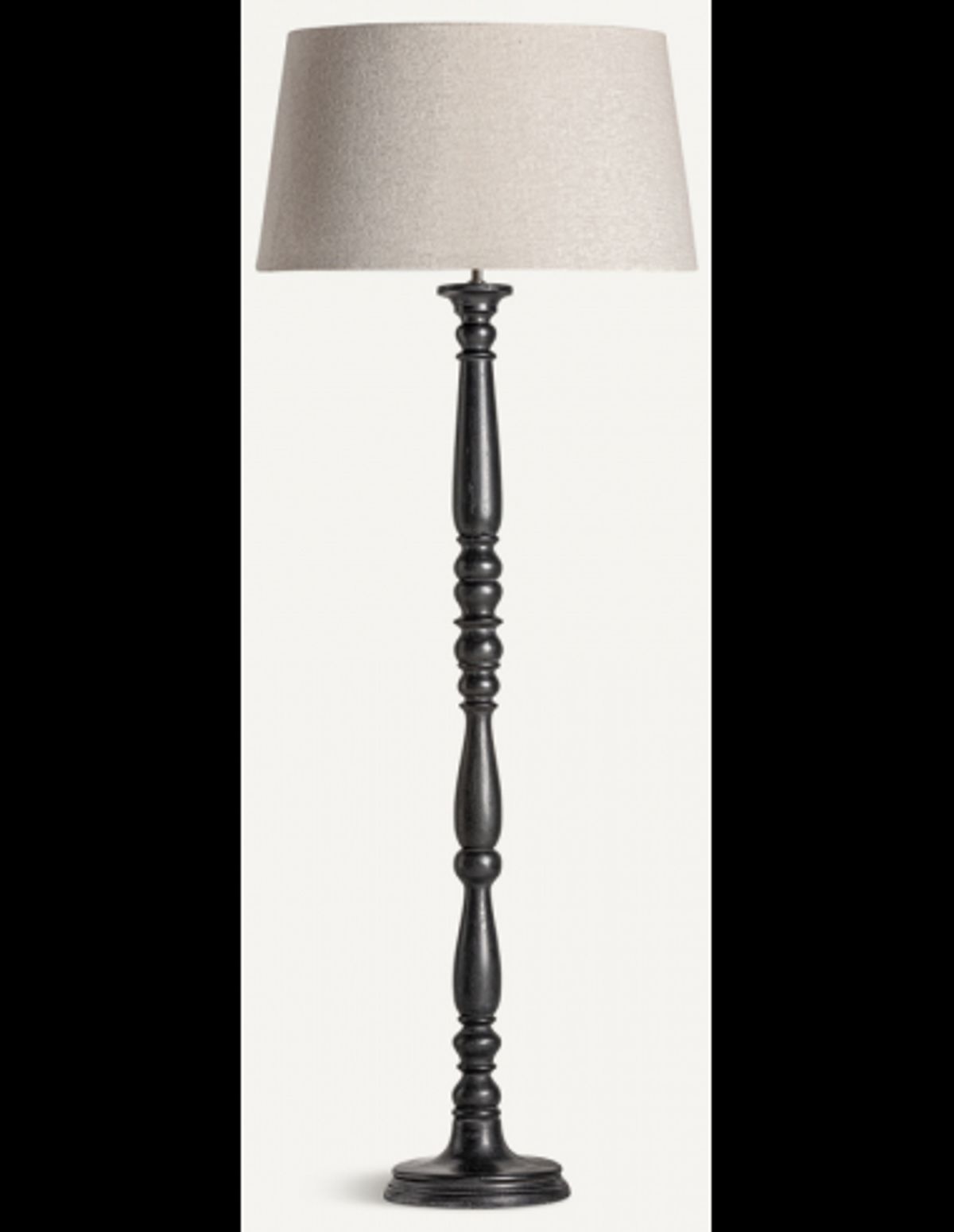 Gulvlampe i mangotræ og bomuld H167 cm - Antik sort/Natur