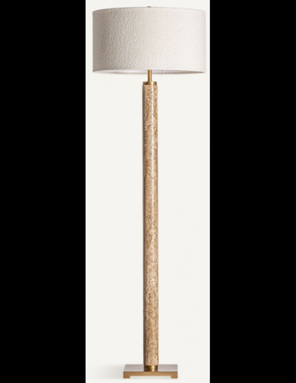 Gulvlampe i stål, marmor og bouclé H166 cm - Guld/Beige marmor/Creme