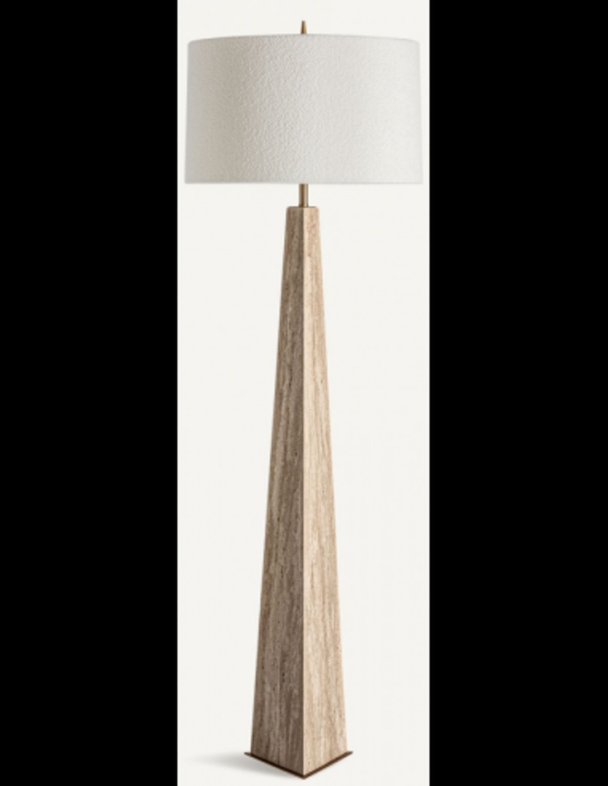 Gulvlampe i travertin og bouclé H165 cm - Travertin/Cremehvid