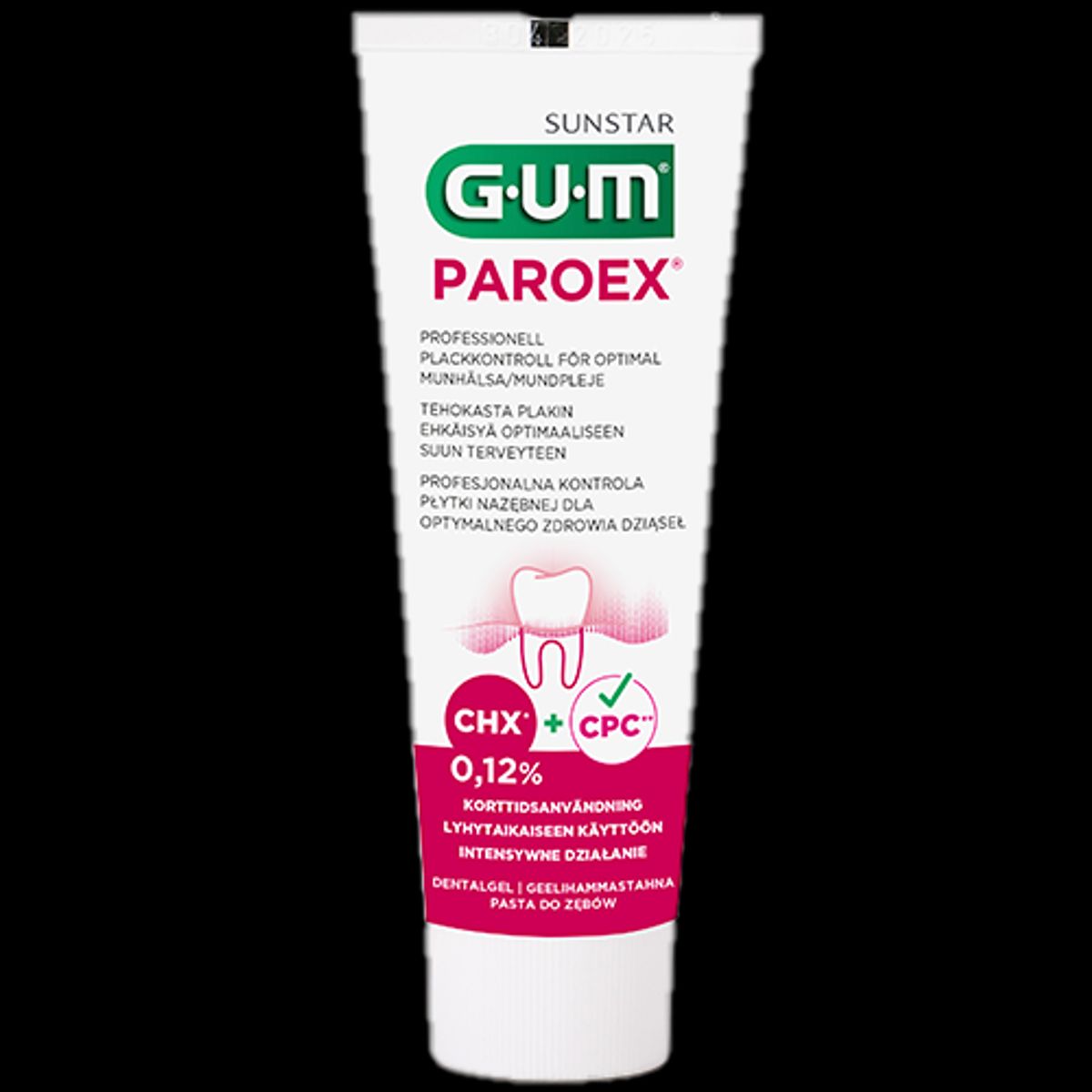 GUM Klorhexidin 0,12%, Tandpastagel U. Fluor (75 ml)